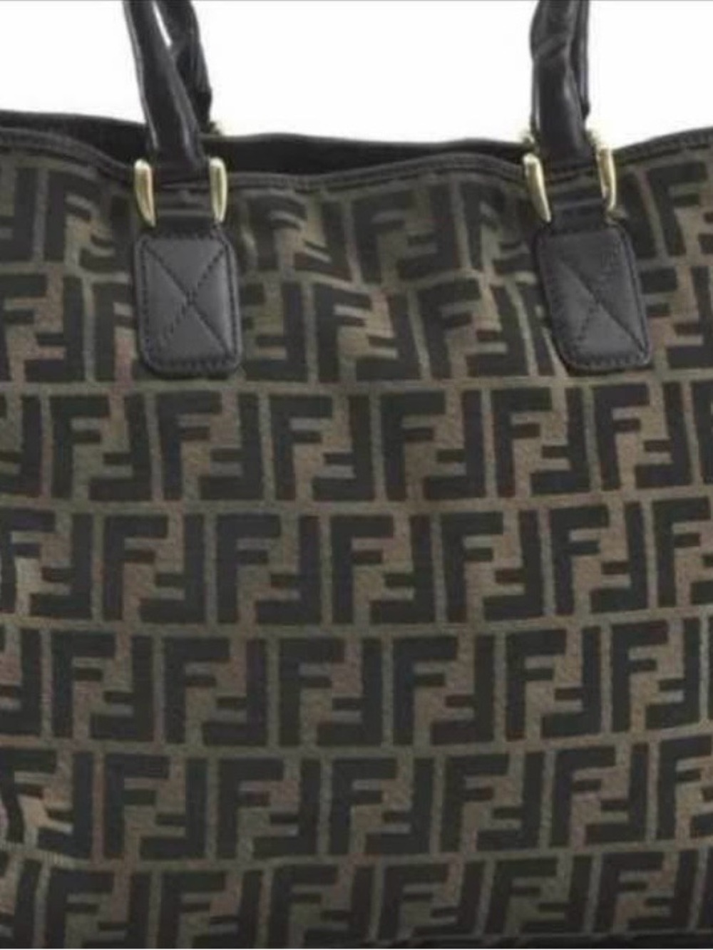 Authentic Fendi Monogram Tote in Brown and Black $1400
